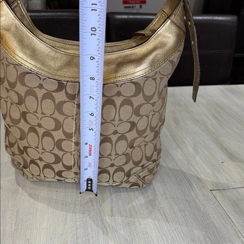 Coach Bleeker Signature Gold and Tan Hobo Bag- EUC